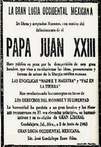 Mexican Masonry praises John XXIII